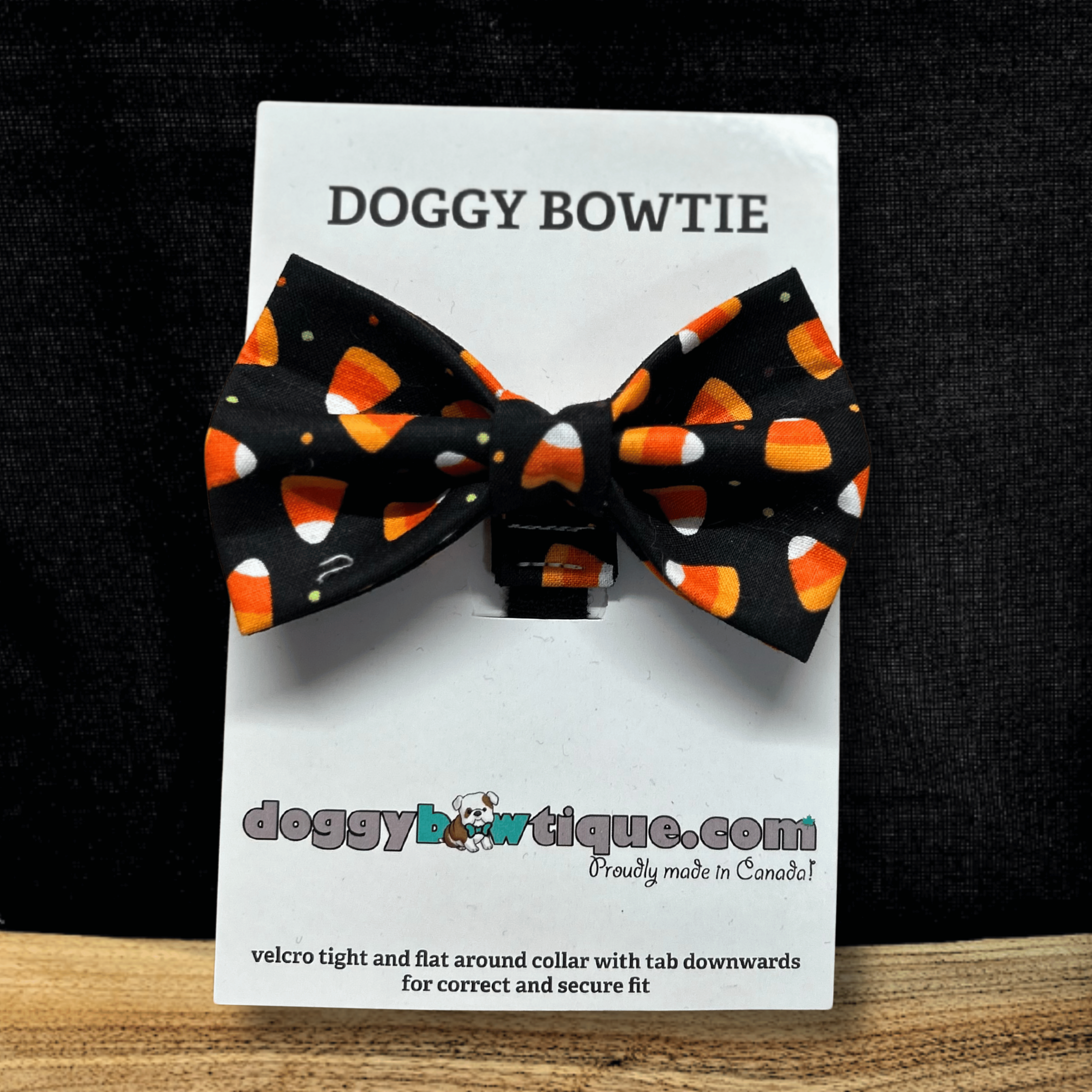 Bark-o-ween Bowtie - Blk/Org Candy Corn REG (MED/LRG)