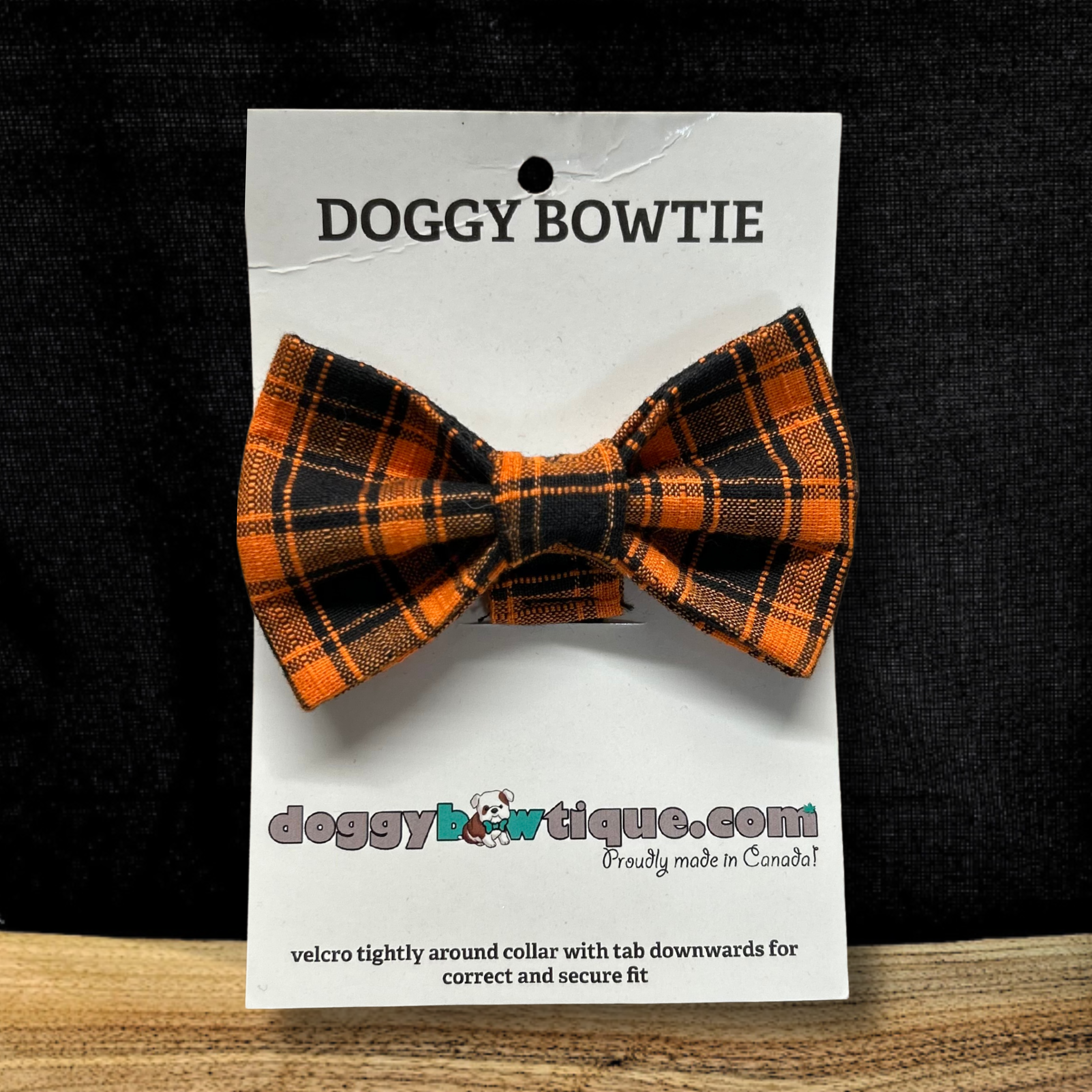 Bark-o-ween Bowtie - Blk/Org Plaid REG (MED/LRG)
