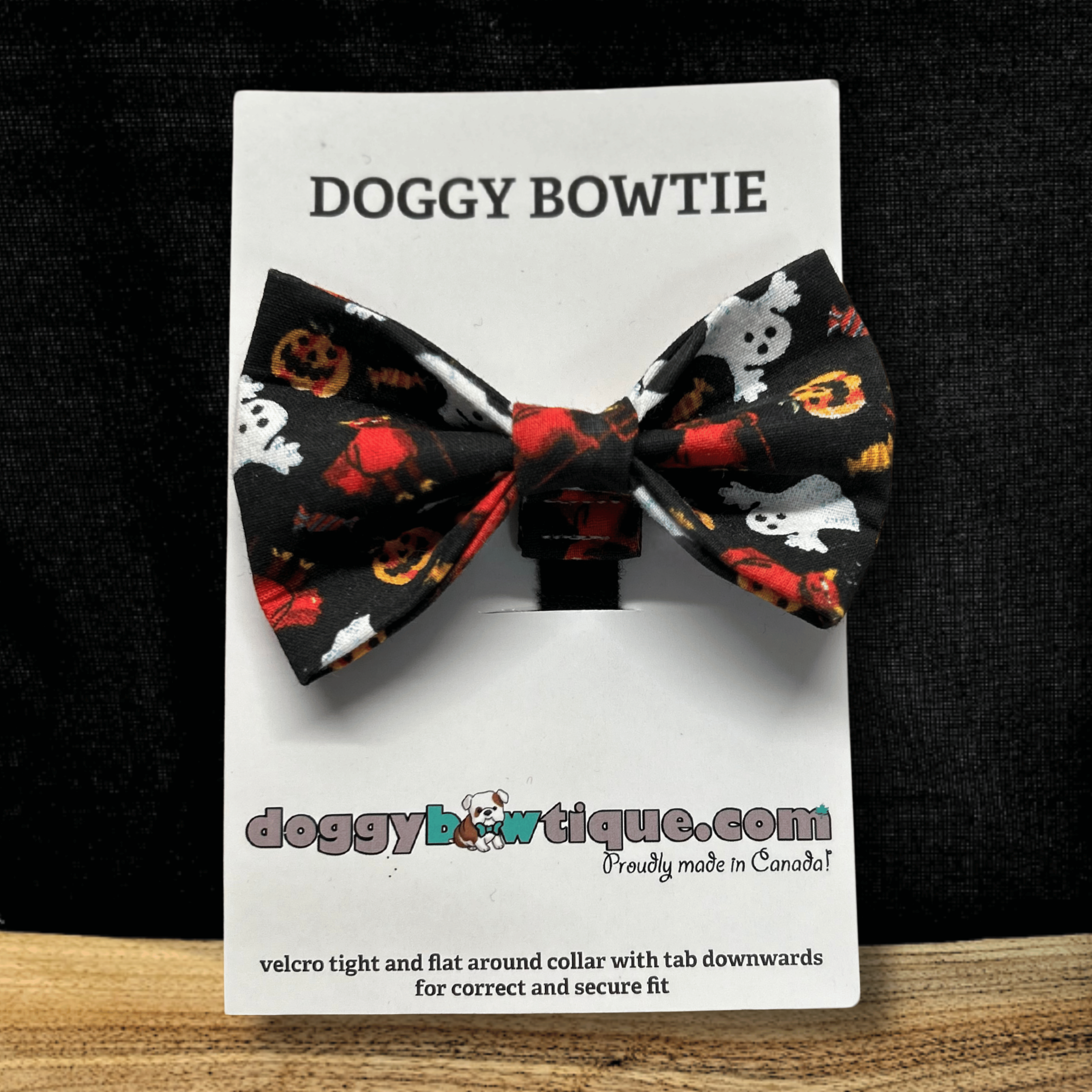 Bark-o-ween Bowtie - Blk/Red/Wht Halloween Theme REG (MED/LRG)