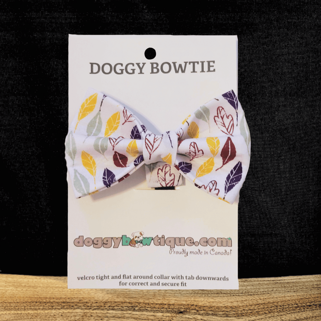 Bark-o-ween Bowtie - Wht/Multi Autumn REG (MED/LRG)