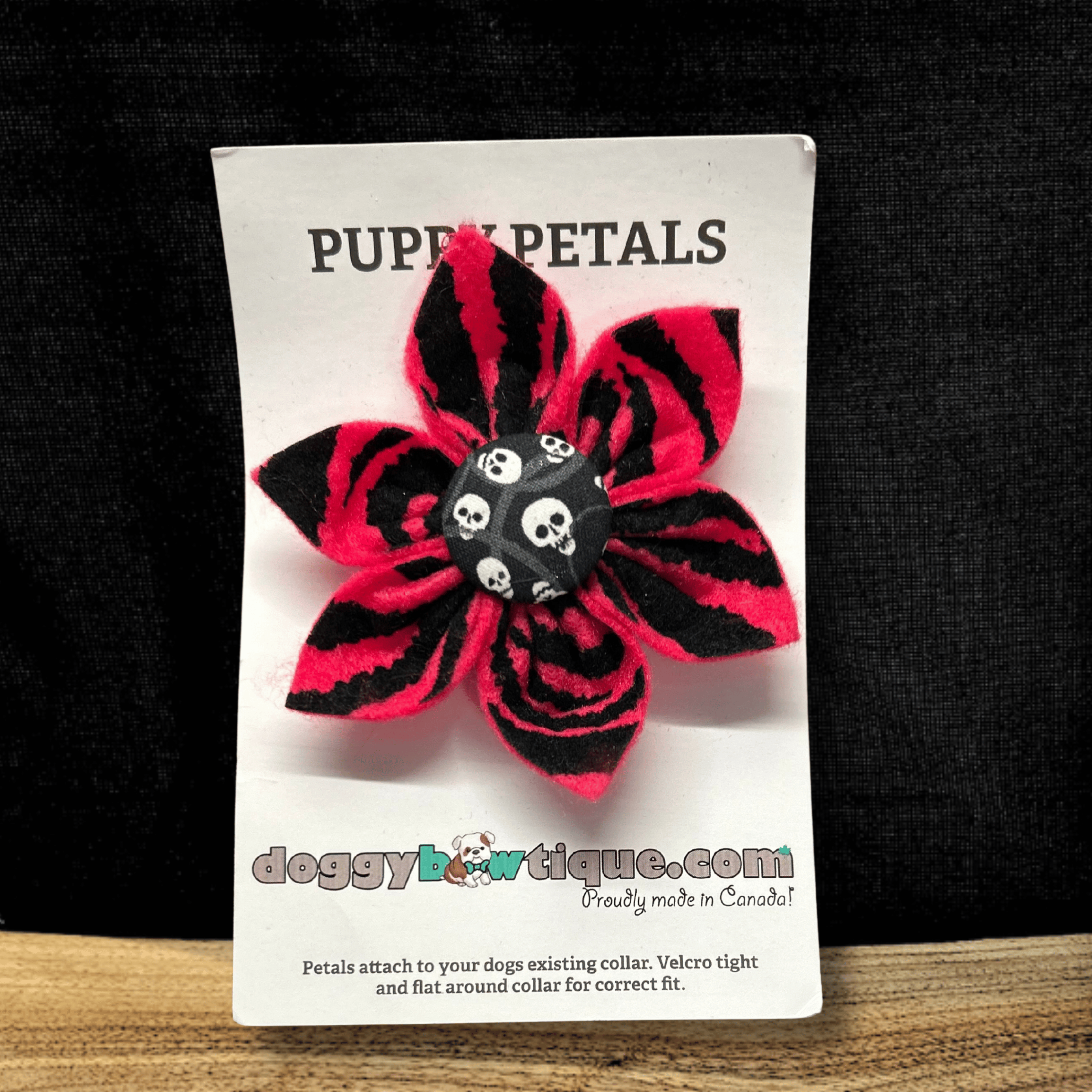 Glow In The Dark Bowtie - Red/Blk Petal SMALL